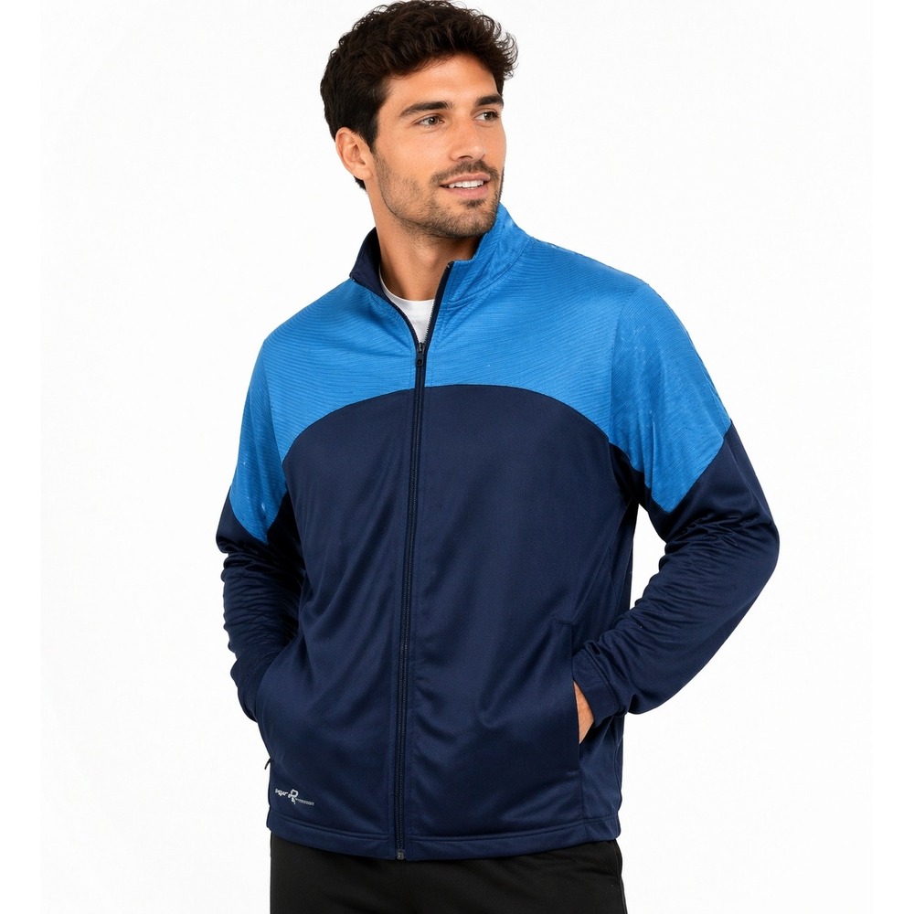 Russell Athletic Mens Dri-Power 360 Full Zip Track Jacket Blue Colorblock L‎